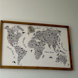 Beautiful wooden map with cute flag pins!